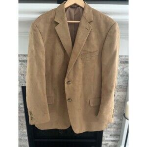 Docker's Mens Faux Suede Camel Color Blazer-Size 48R